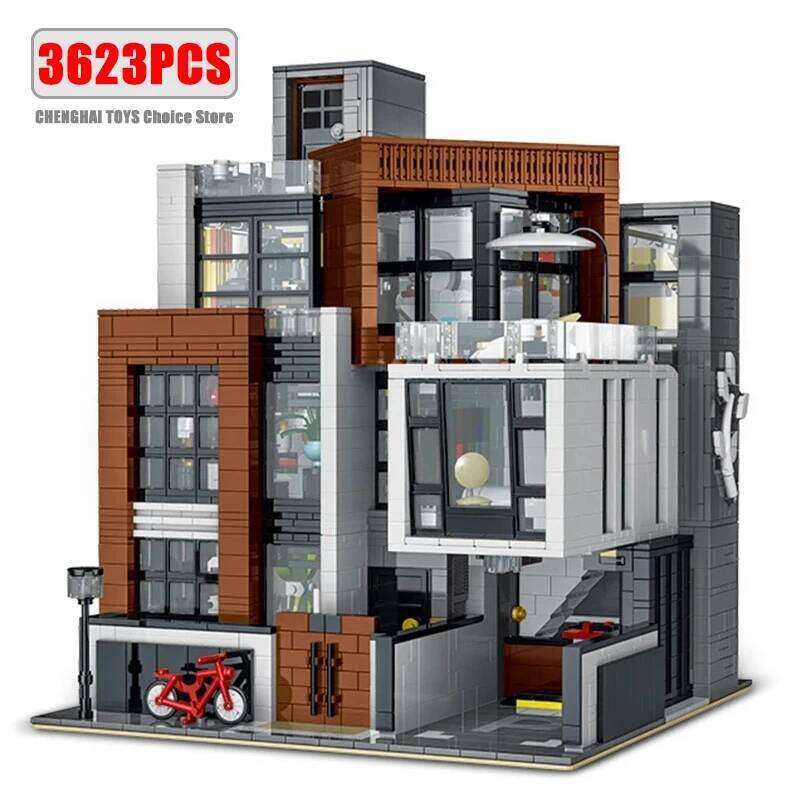 MOC-87366 Creative Modern Villa Modular City Architecture Building Block Bricks Model Street View Sets Kid Toy for Children Gift Z260306