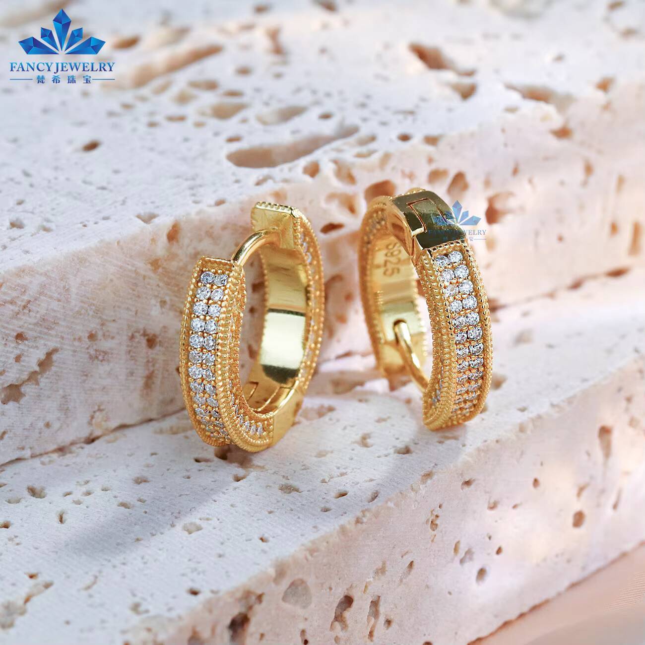 2026 Newest Hip Hop Plated Gold Hoop Earrings Moissanite Diamond 925 Sterling Silver Cuff Ear Rings Fine Pass Diamond Tester