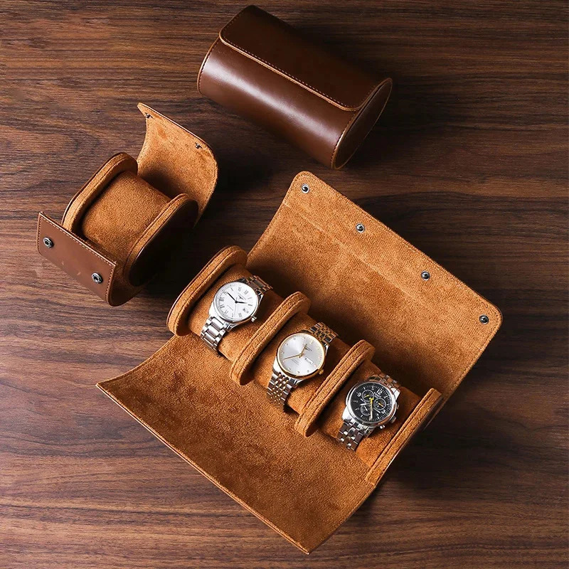Watch Roll Travel Case - 3 Watch Storage and Organizer-Secure Storage with Innovative Removable Pillows Solid Watch Organizer 260304