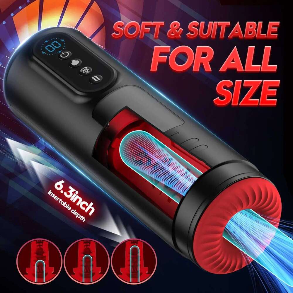 LCD Automatic Sucking Male Masturbator 9 Thrusting Vibration Blowjob Machine Heating Pussy Penis Pump Masturbation Cup Sex Toys W260305