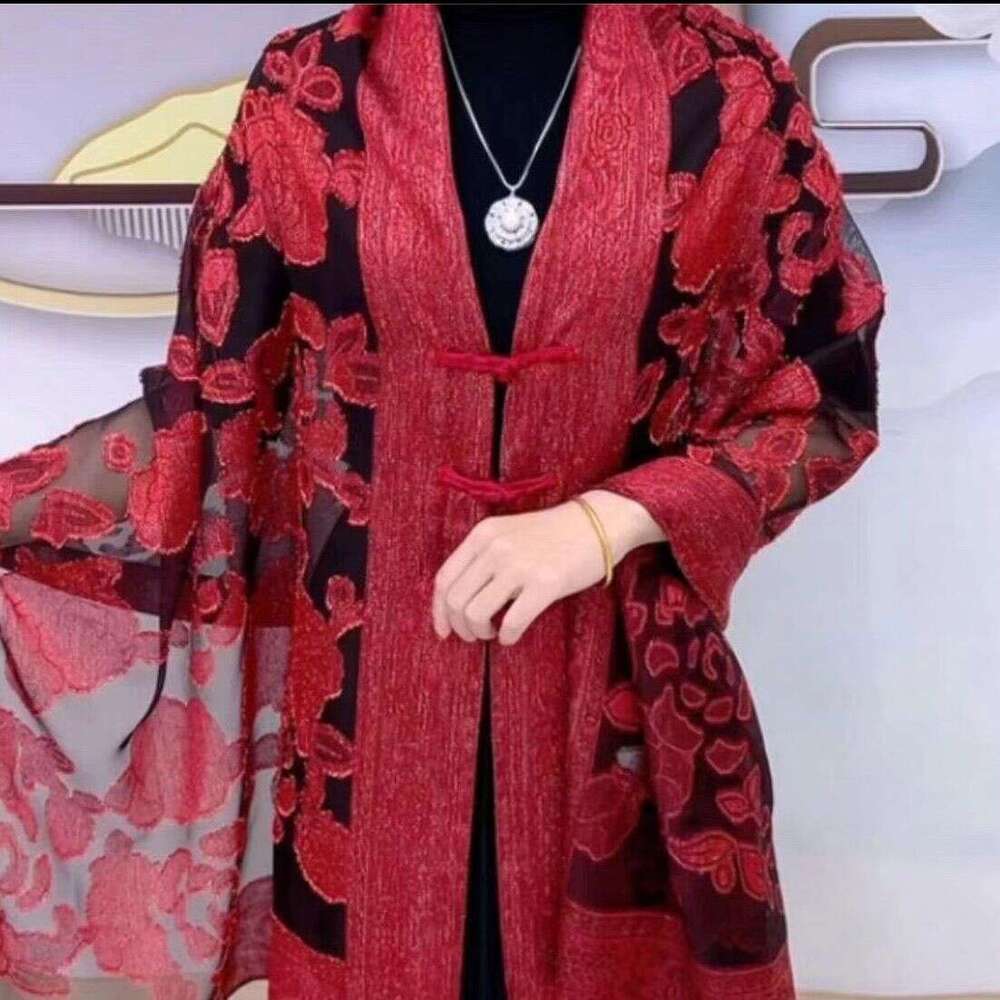 Fashionable And Elegant New Chinese Style Versatile Peony Flower Hand-Cut Jacquard Brocade Shawl With Button