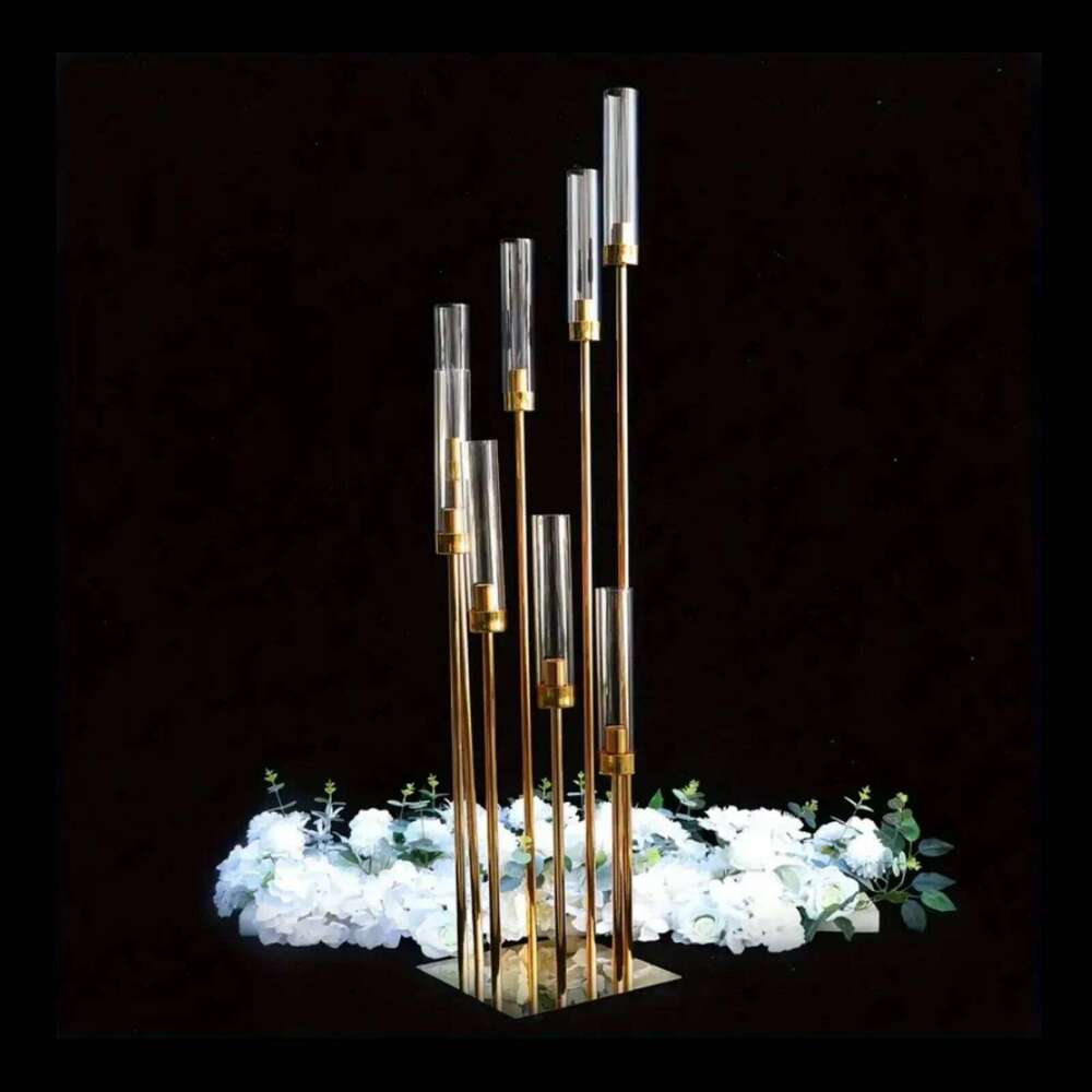 Elegant 1-piece Gold Metal 8-arm Candle Holder -A Tall Wedding Centerpiece, Multifunctional Dining Table Decoration, Suitable Fo XJ260305