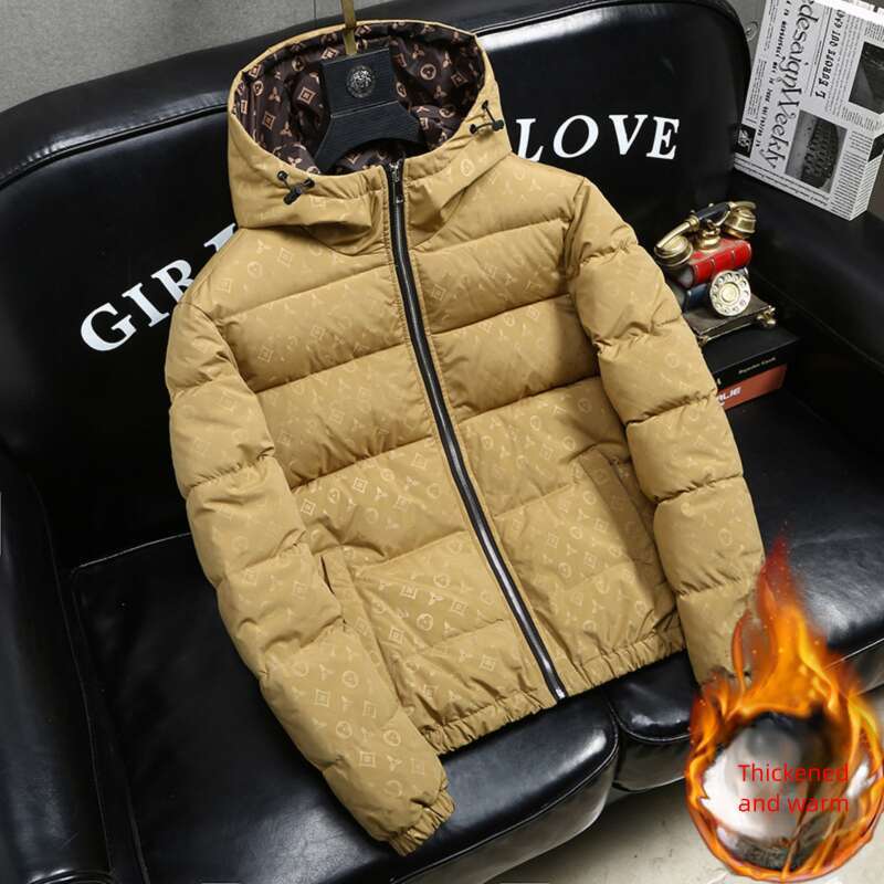 Men's Light Luxury Fashion Cotton Coat Autumn Winter New Design Thickened and Fleece Lined Warm Jacket with Trendy Prints Versatile Punk Style Bl - view 7
