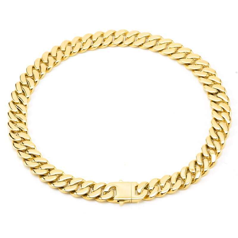 316 stainless steel Cuban chain, cast flat, encrypted IP vacuum electroplated, high-quality necklace for men and women, 16mm large chain