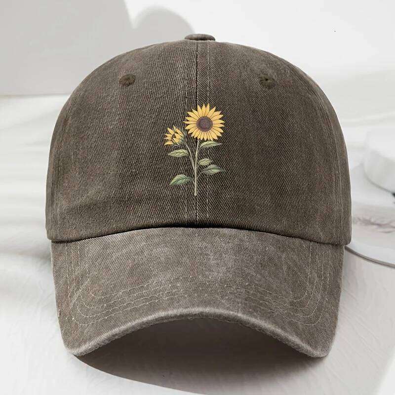 Retro Sunflower Pattern Baseball Dad Hat, Suitable for Outdoor Sports, Fishing and Camping, Hiking Hat Y260304
