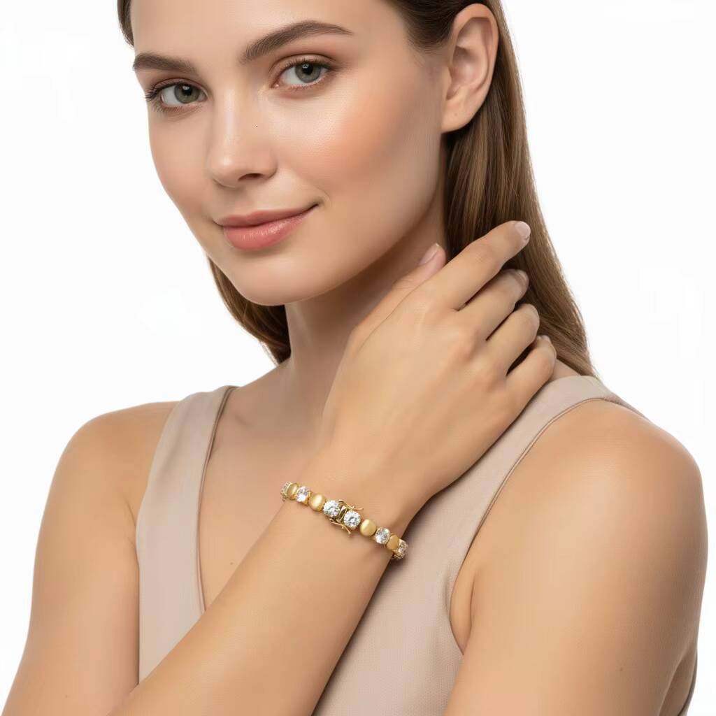 Multiple sizes Round Cut 25MM-8MM VVS Moissanite Tennis Bracelet S925 Sterling Silver Gold Plated Hand Chain Jewelry for Women