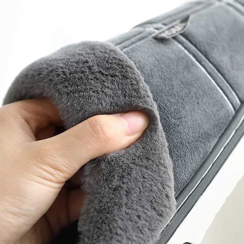 Men Home Slippers Plaid Memory Foam Winter Plush Male Indoor Shoes Warm Soft Non-Slip Slippers Black Large size 50-51 Fashion S260305