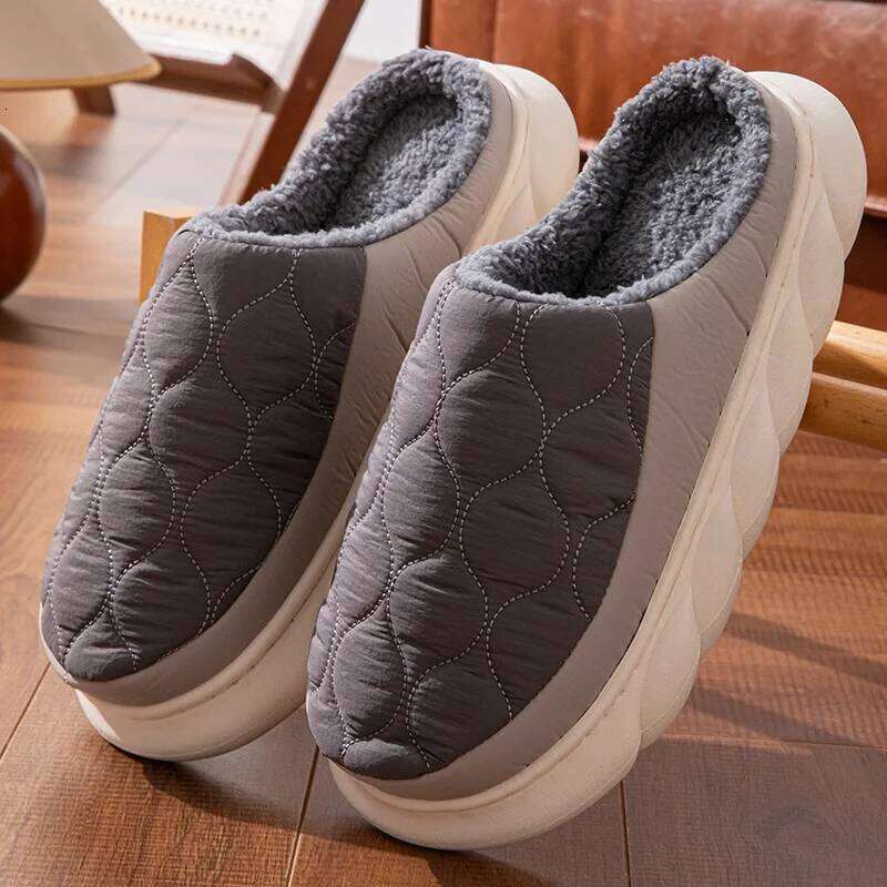 Pallene Winter Plush Lining For Men EVA Soft Sole Comfy House Platform Indoor Slides Furry Warm Men's Slippers