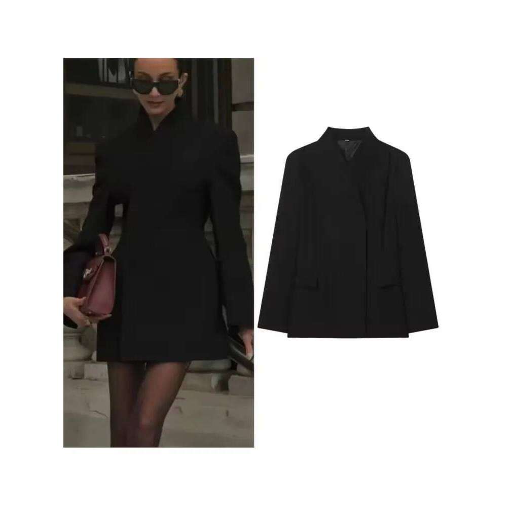 Autumn Women Simple Blazer V Neck Long Sleeve Women's Casual Pocket Coats Chic Female Tops