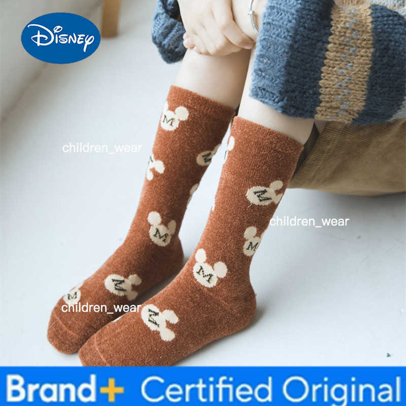 Disney 5Pairs/pack Autumn Winter Warm Thicken Kids Socks Cartoon Mickey Minnie Childrens Socks Toddler Baby Boys Girls Socks H260306