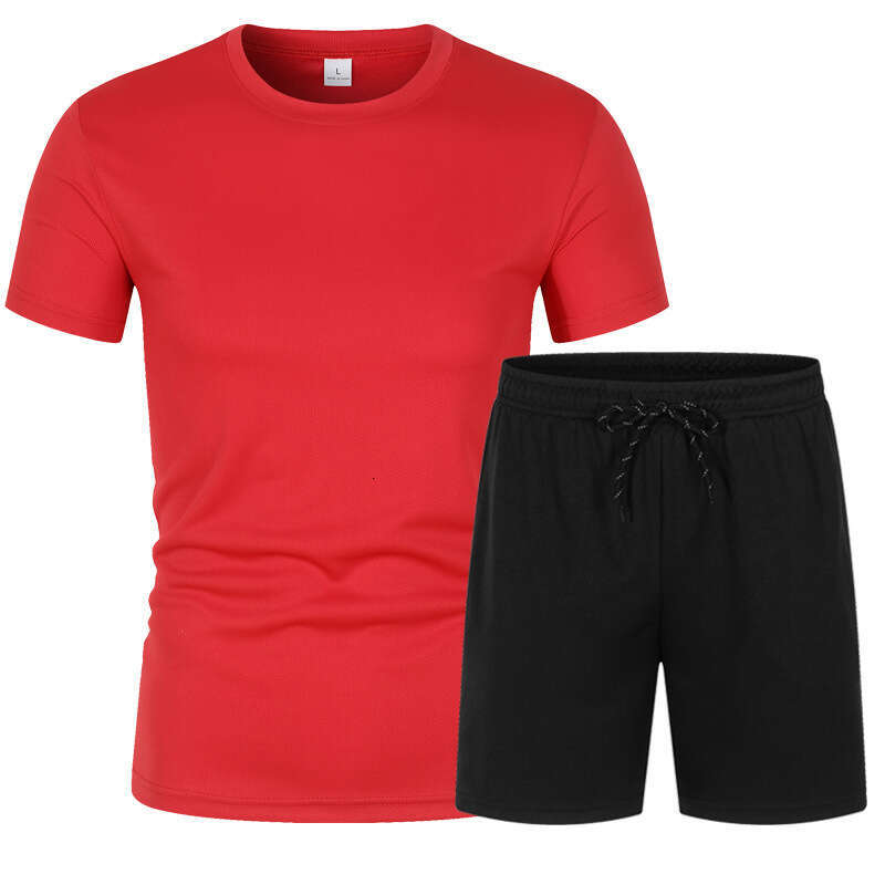 Summer Trendy Cross-Border Ready-to-Ship Casual Short-Sleeve Round-Neck T-Shirt + Mesh Shorts Sports Set