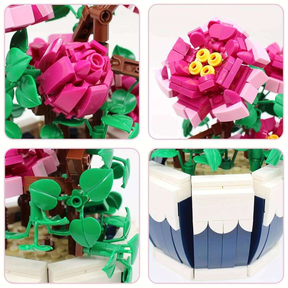 Bouquet Exquisite Peony Building Blocks Kit Flower Home Decoration Bricks Set Gift for Valentine's Mother's Day Adult Z260305
