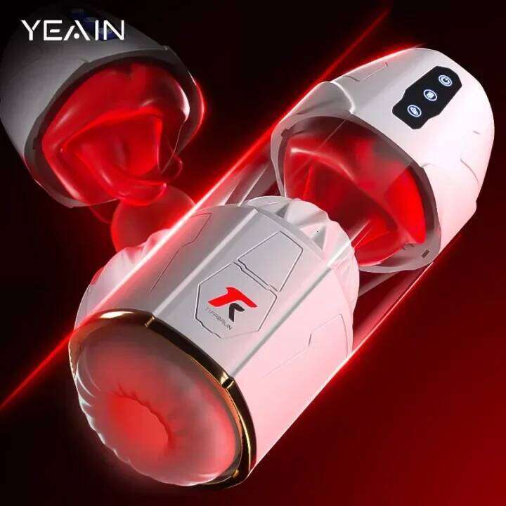 Yeain Men Automatic Masturbation Cup Adult Sex Toy Tongue Licking Sucking Vibrating Penis Trainer Heated Masturbator for Male W260305