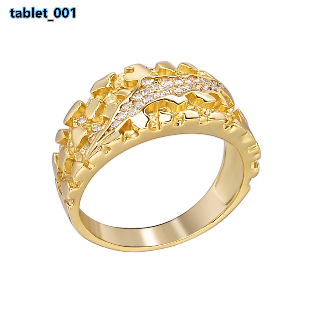 Iced Out Nugget Band Ring VVS Moissanite Gold Plated 925 Sterling Silver Statement Ring Hip Hop Rhodium Plated Nugget Rings