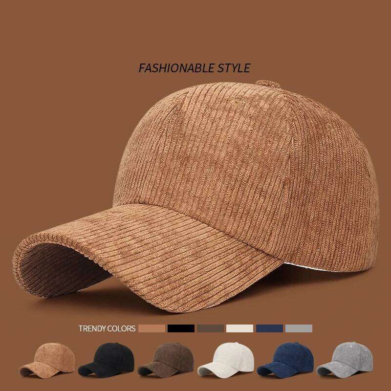 Men's women's fashionable corduroy solid-color caps, autumn and winter outdoor baseball caps Y260304