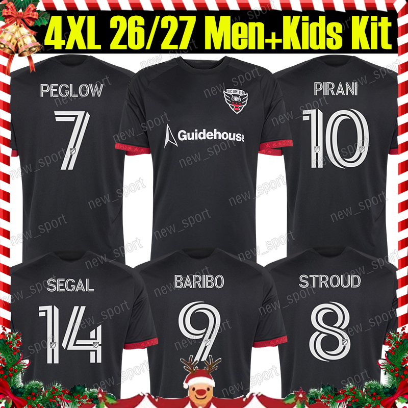 4XL 26/27 DC United soccer jerseys BARIBO PEGLOW SEGAL MURRELL PIRANI STROUD PELTOLA SERVANIA ROWLES JOHNSON 2026 2027 Home Away Men kids kit socks Football Shirts