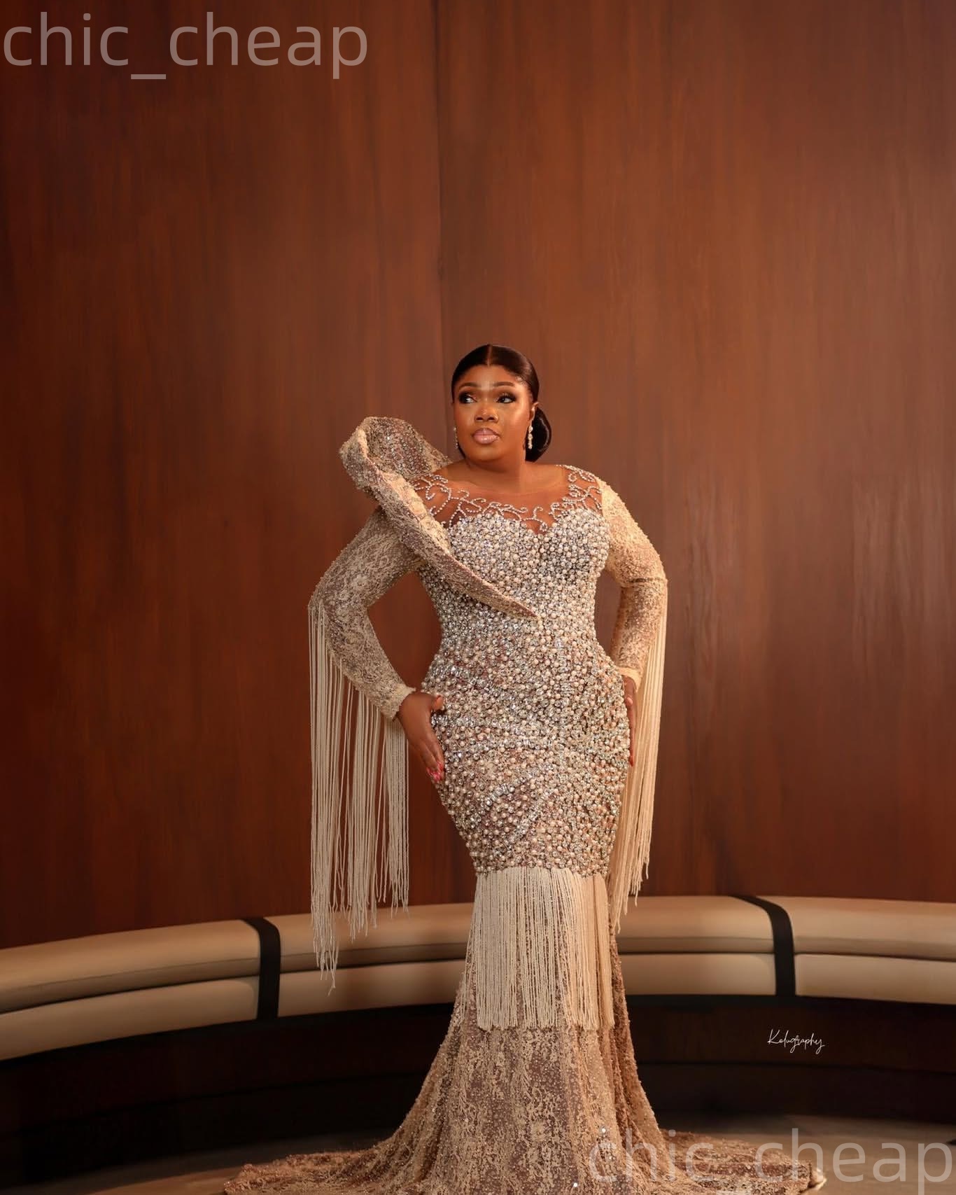 Aso Ebi Champagne Prom Dress 2026 Mermaid Prom Dress Pearls Crystals Tassels Evening Dresses For Black Women Birthday Party Formal Receiption Gowns Dr