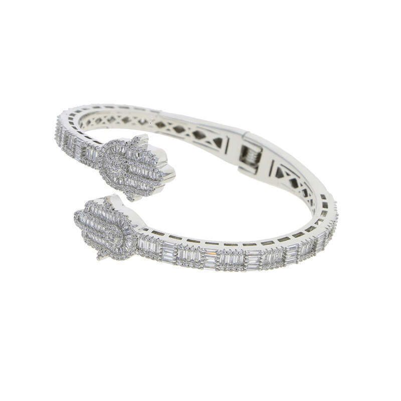 2026 New Hip Hop Hamsa Hand Bracelet with Cubic Zircon Inlay, Unisex Jewelry