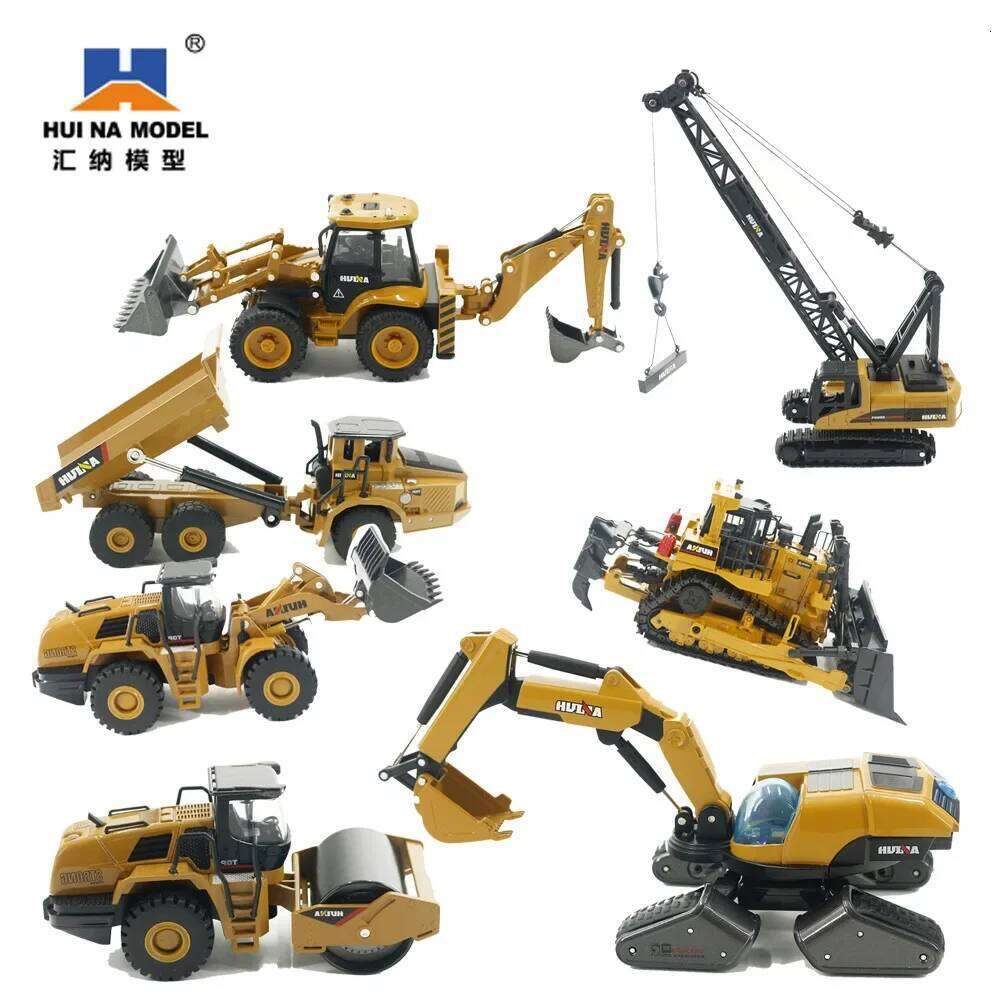 Huina 1:50 static mixer dump truck loader roller vehicle suit excavator children's toy engineering alloy model C260305