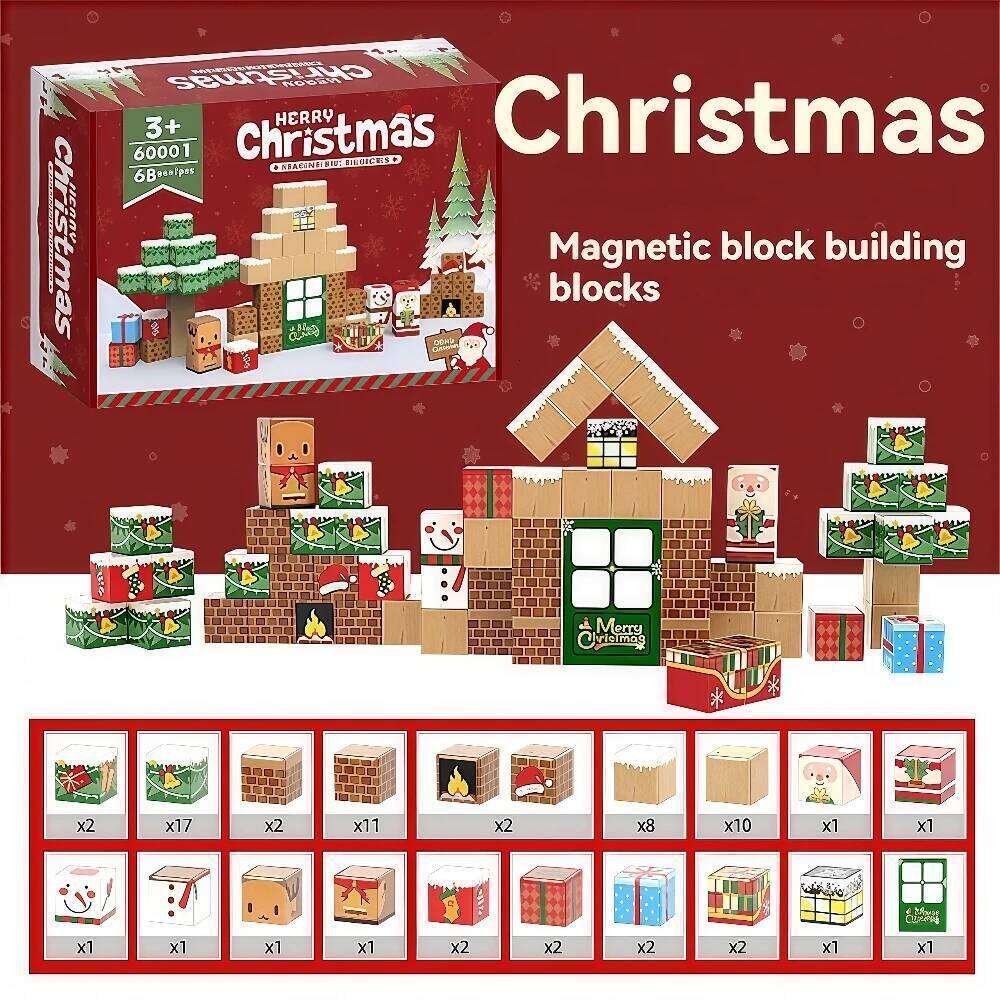 Creative Magnetic Building Blocks Santa Claus Scene Model DIY Assembly Bricks for Kids Birthday Christmas gifts Z260305