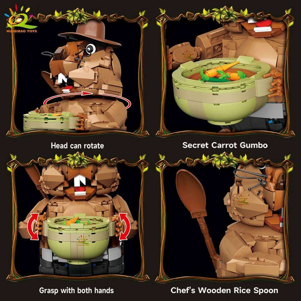 HUIQIBAO 1464PCS MOC Groundhog Model Building Block Marmot Animal Series Brick Construction Toy For Children Desk Home Decor. Z260306