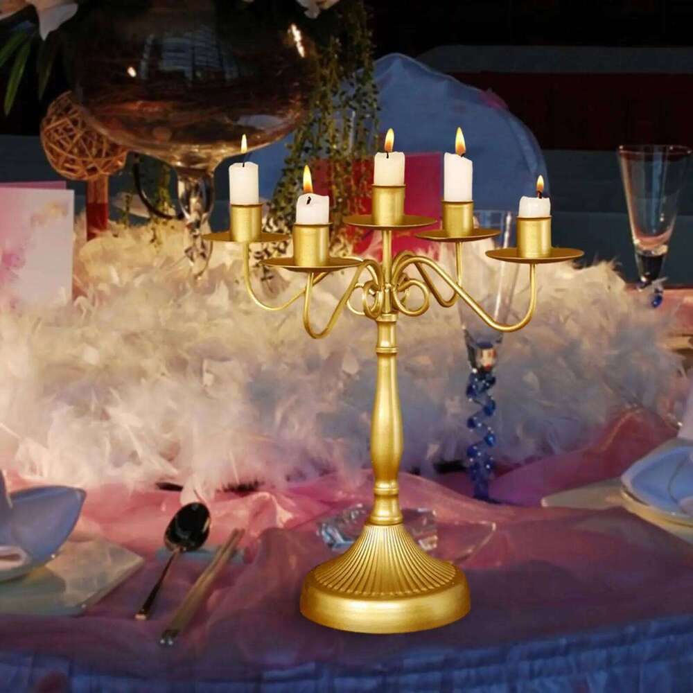 Metal Candlestick Five Headed Candle Holder for Desktop Living Room Festival XJ260305