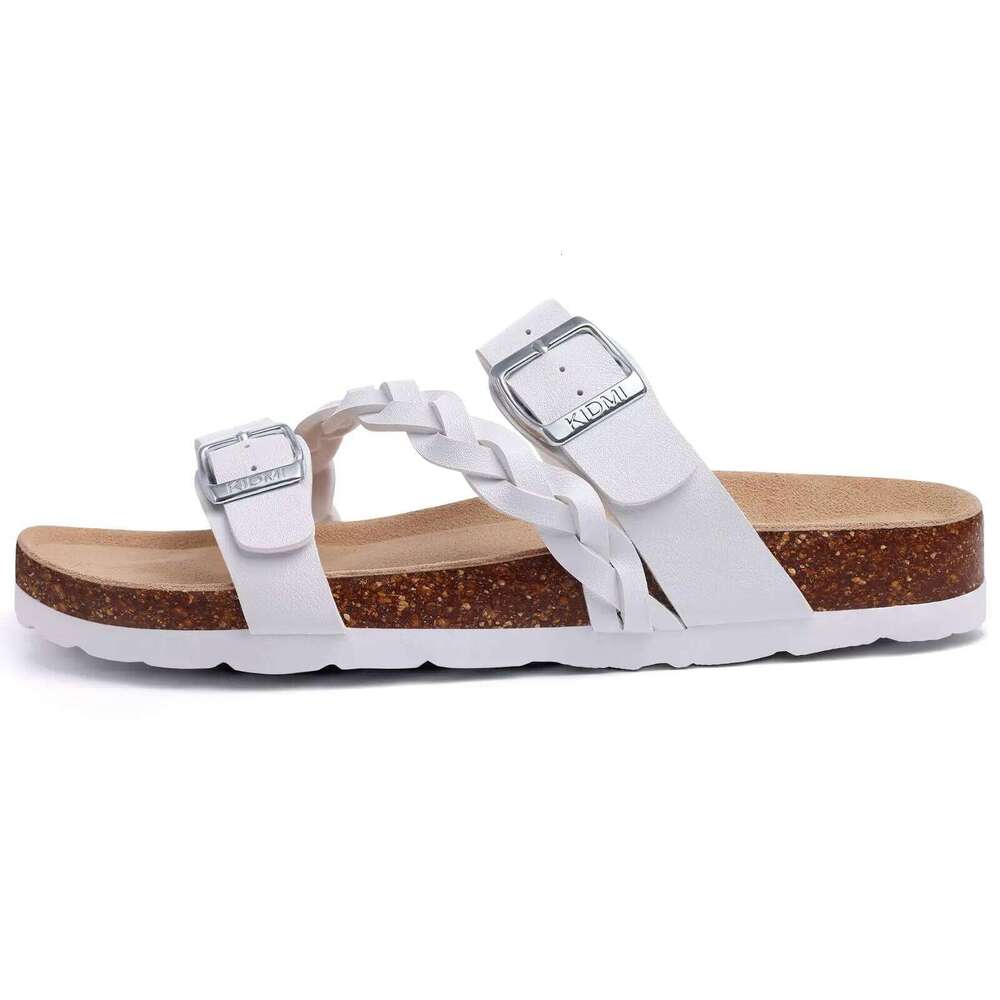 Litfun Fashion New Summer Double Buckle Women's Beach Sandals Cozy Cork Walking Slippers With Arch Support