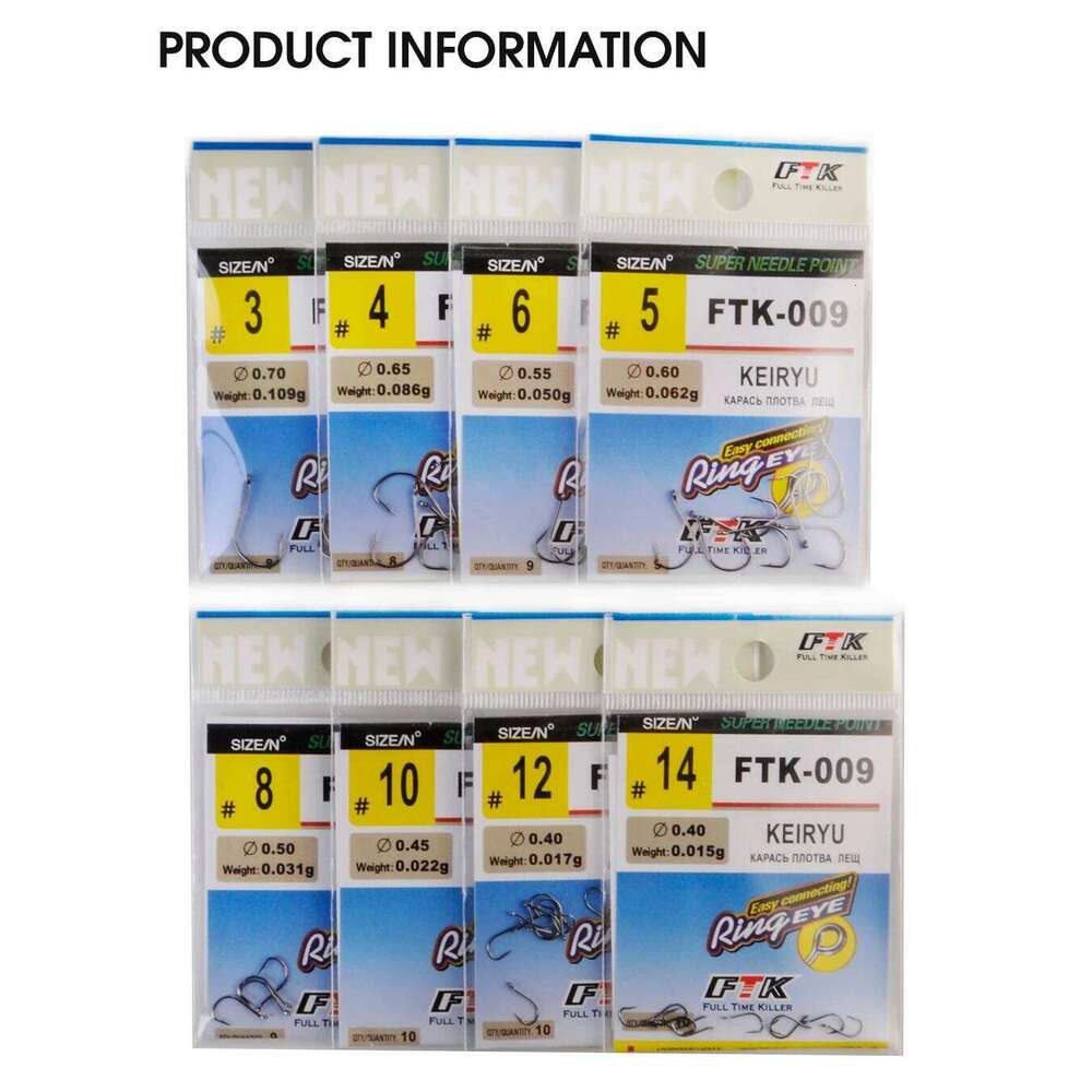FTK 9 Kinds Sharp Carp High Carbon Stainless Steel Barbed Fish Hook With Eye Fishhook for Lake Fishing Goods pesca S260305