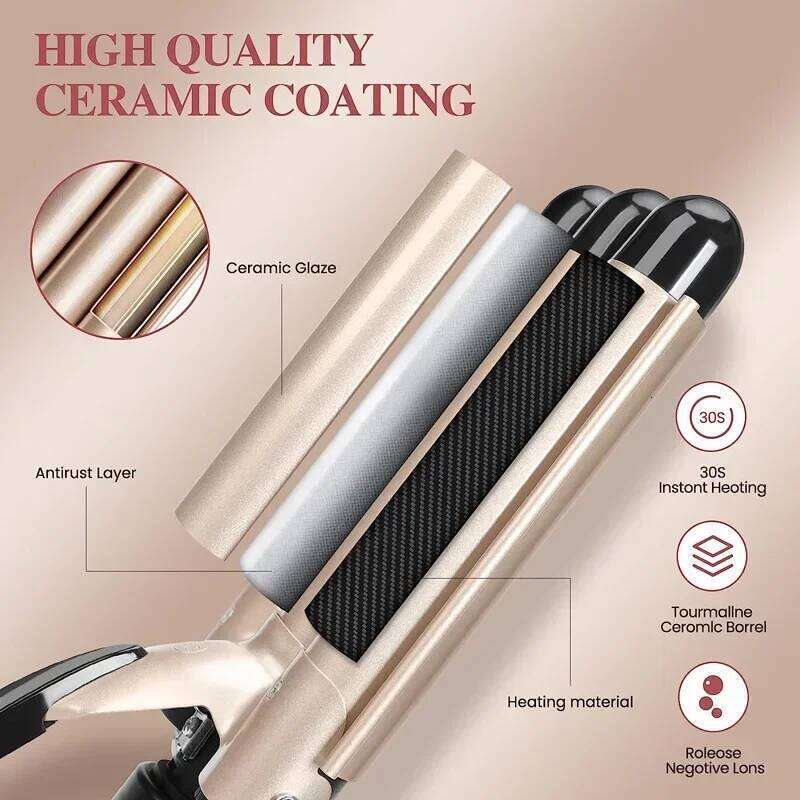 Professional Curling Iron Ceramic Triple Barrel Curler Irons Wave Waver Tools Hair Styling Appliances 26Y0306