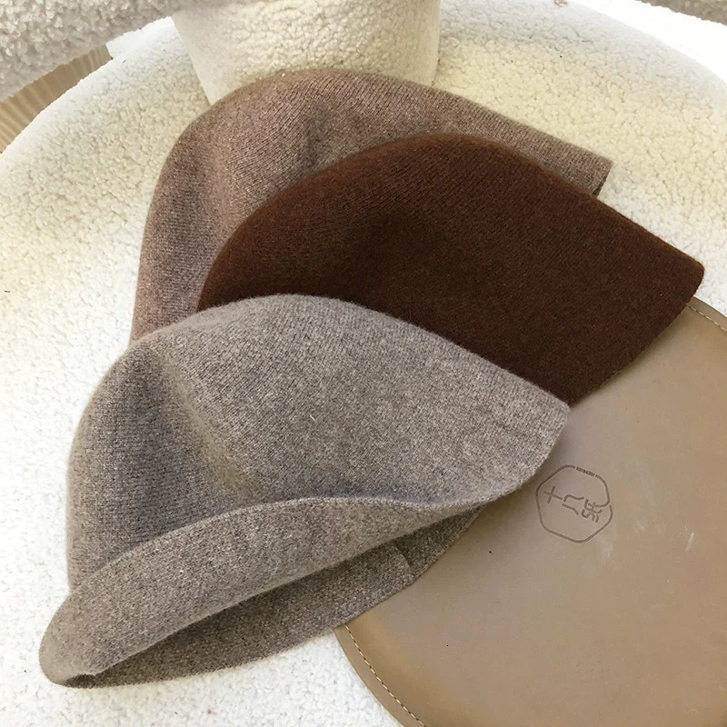 Japanese Real Woolen Vintage Warm Bucket Hats for Women Felt Retro Dome Top Hats Female Fashion British Style Panama Caps Bonnet 260228