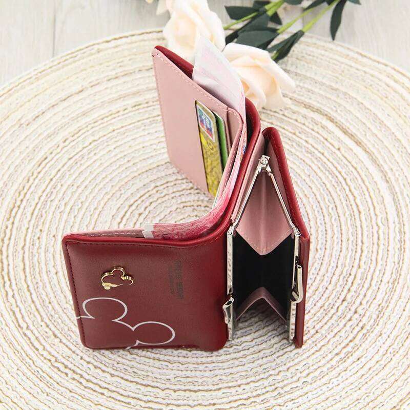 New Women's Wallet Cute Cartoon Letter Printed Students Coin Purse Triple Fold Short Style Wallets for Women Girls Handheld Bags C260304