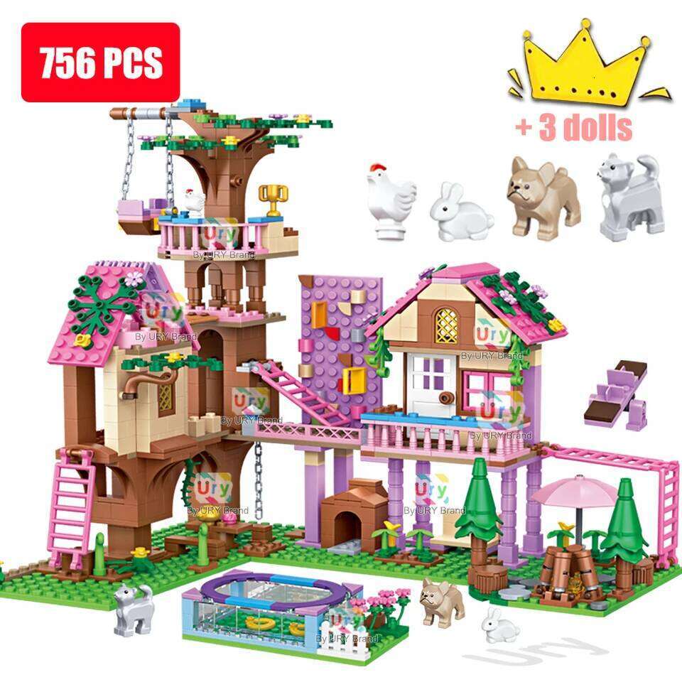 Friends City Tree House Summer Holiday Villa Castle Garden Swimming Pool Building Blocks Sets Figures DIY Toys for Girls Gifts Z260305