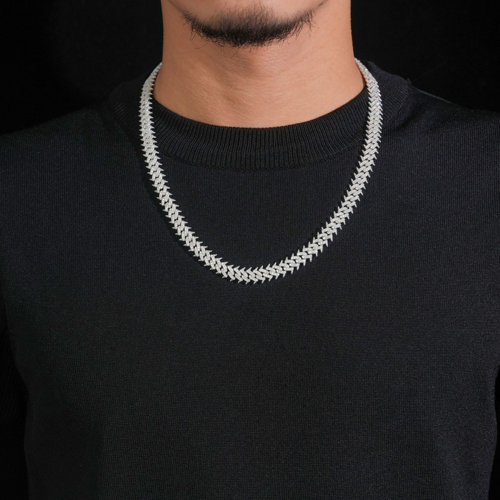 10mm thorned Cuban necklace 925 silver VVS moissanite new fashion style necklace for men and women
