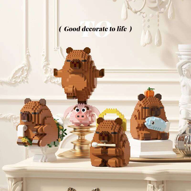 "Cute Capybara Block Figure - Desktop Decor Model with Orange Accessory | Lover's Collectible" Z260305