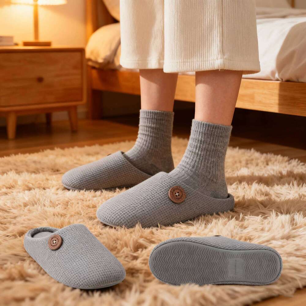 Litfun Winter Cotton Slippers For Men Women Anti-slip Home Durable Cozy Warm Slides Deep Memory Foam Breathable Slipper