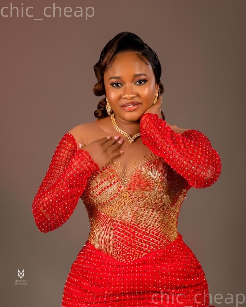 Aso Ebi Red Prom Dress 2026 Mermaid Prom Dress Beaded Crystals Sheer Neck Evening Dresses For Black Women Birthday Party Formal Receiption Gowns Dress