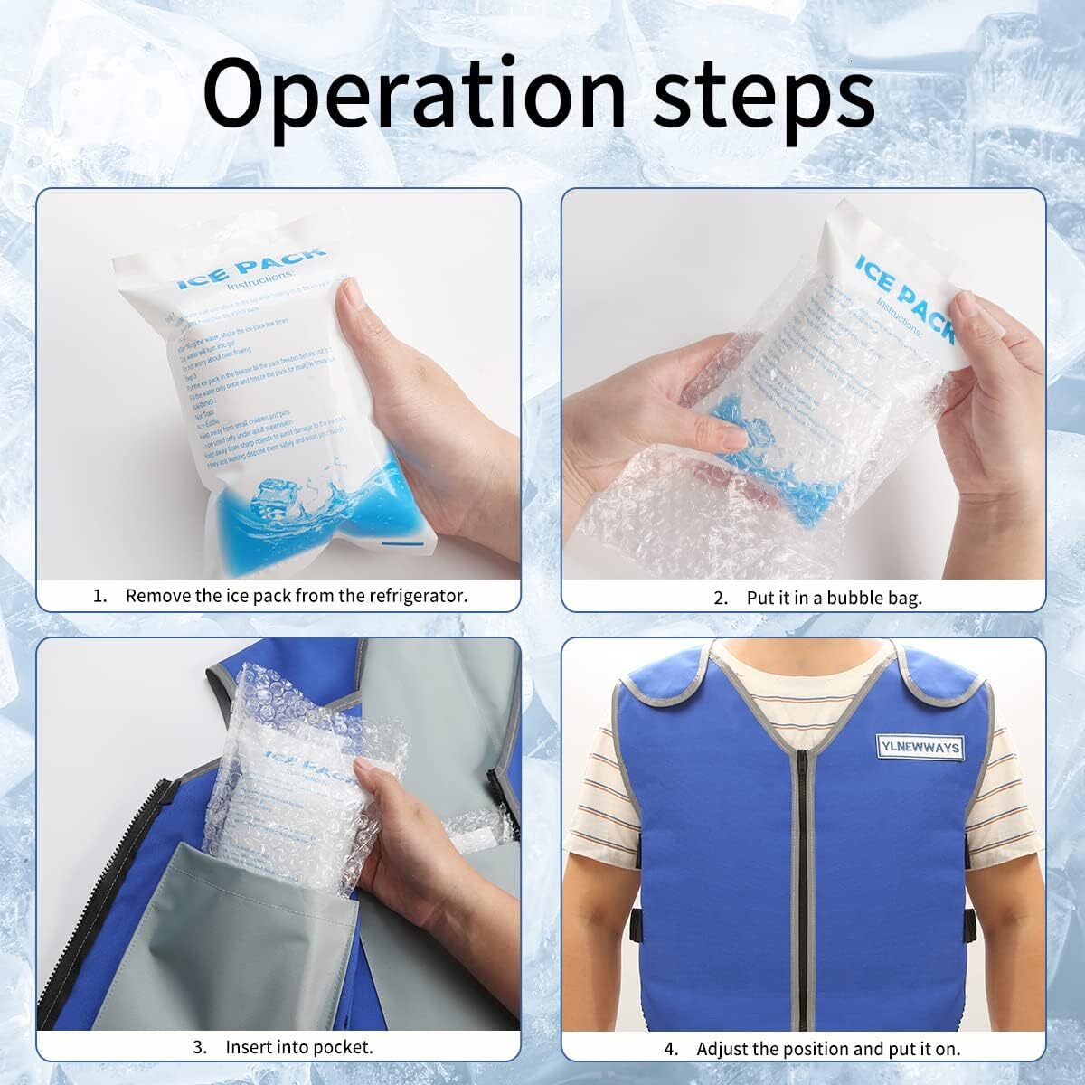 YLNEWWAYS Cooling Men&Women, Reflective Vest 24 PCS Ice Packs, Cool Jacket for Hot Weather with Pockets, Unisex Adult Workout Apparel