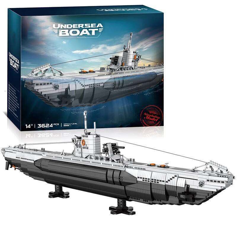 3624PCS U Shaped Submarine Building Blocks Undersea Ship Model Bricks With Base Bracket Desktop Deco Kids DIY Toys Holiday Gifts Z260305