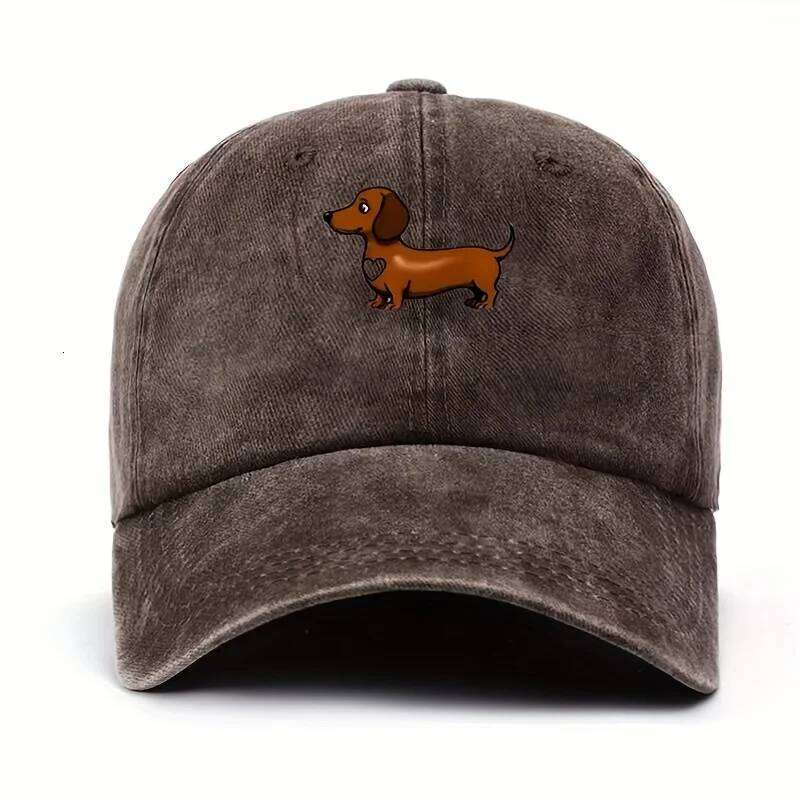 Cute Sausage Dog Pattern Printed Baseball Hat with Adjustable Snap Button Lightweight Valentine's Day Gift Y260304