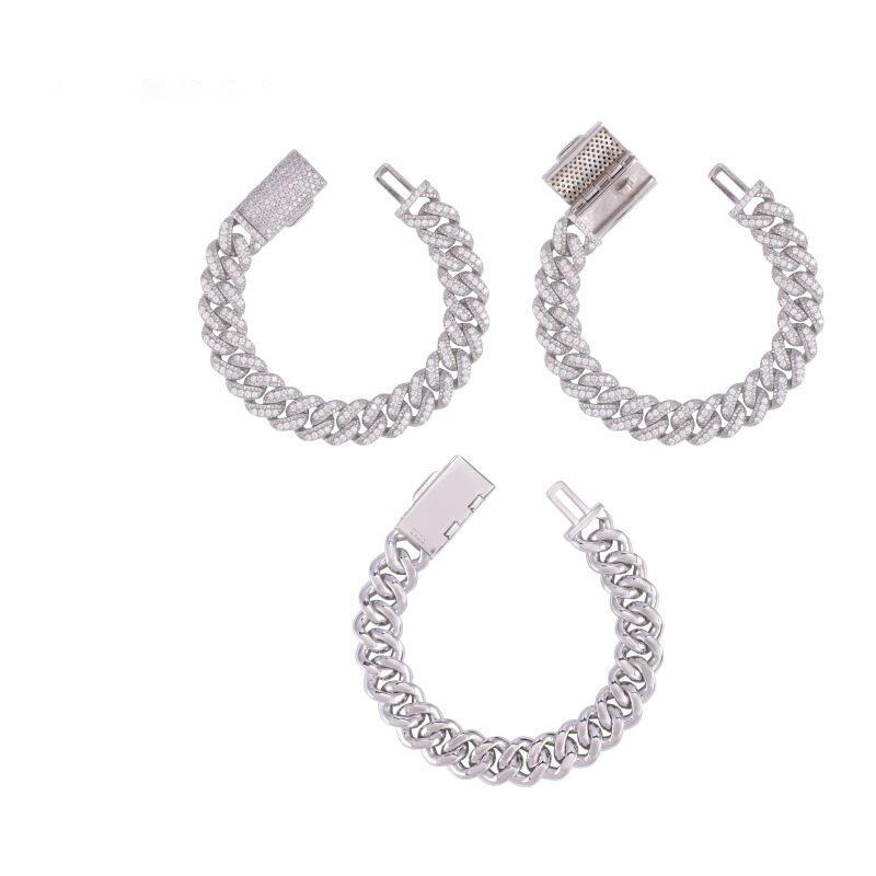 New high-quality layered 925 silver moissanite full-diamond 13mm hip-hop necklace jewelry