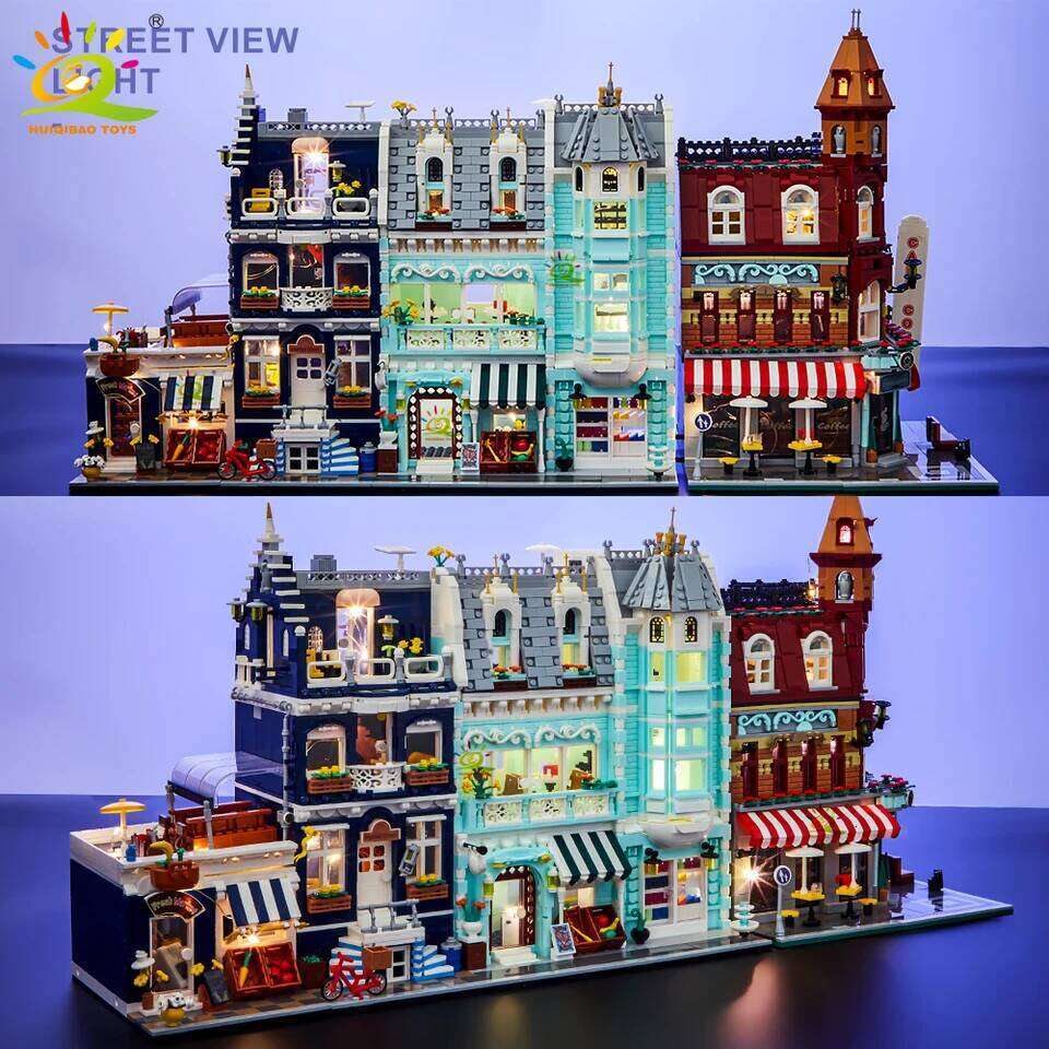 HUIQIBAO Toys MOC City Corner Coffee Shop Architecture Style Street View Micro Building Blocks for Children Construction Bricks Z260305
