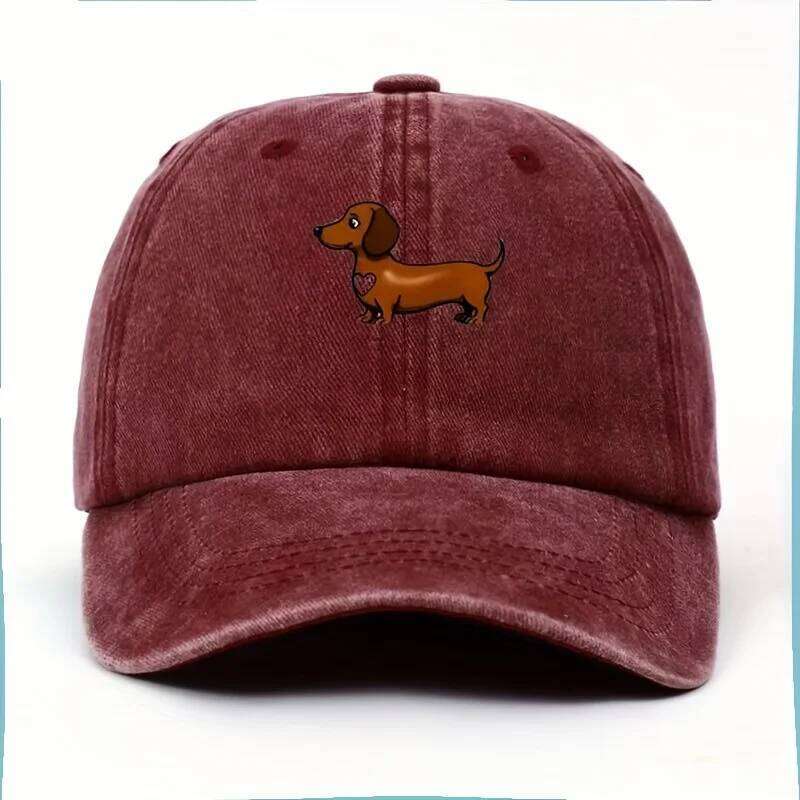 Cute Sausage Dog Pattern Printed Baseball Hat with Adjustable Snap Button Lightweight Valentine's Day Gift Y260304