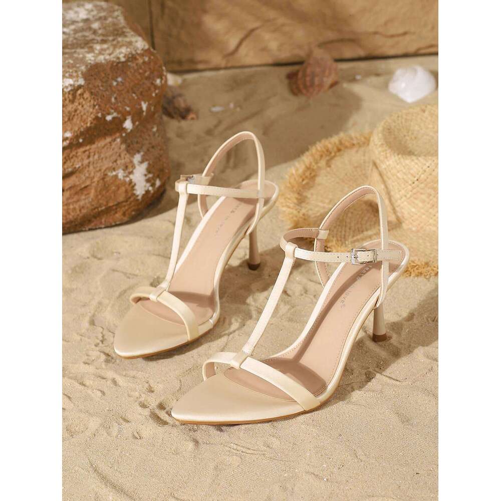 Fashionable Elegant Women's Satin Cross-Strap Stiletto Heels, Comfortable Simple and Versatile High Heels