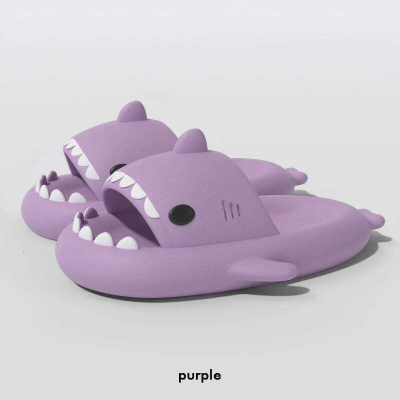 Litfun Cute Slippers For Men Women Outdoor Thick Sole Beach Sandals Summer New Cartoon Flip Flops Soft House Shark Slides
