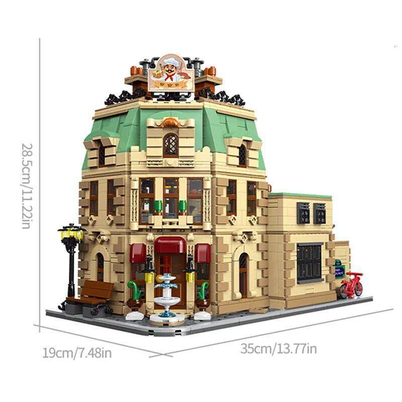 3104PCS Paris Restaurant Building Blocks Creative City Street View MOC Bricks Model Set With Lights Kids DIY Toys Holiday Gifts Z260305