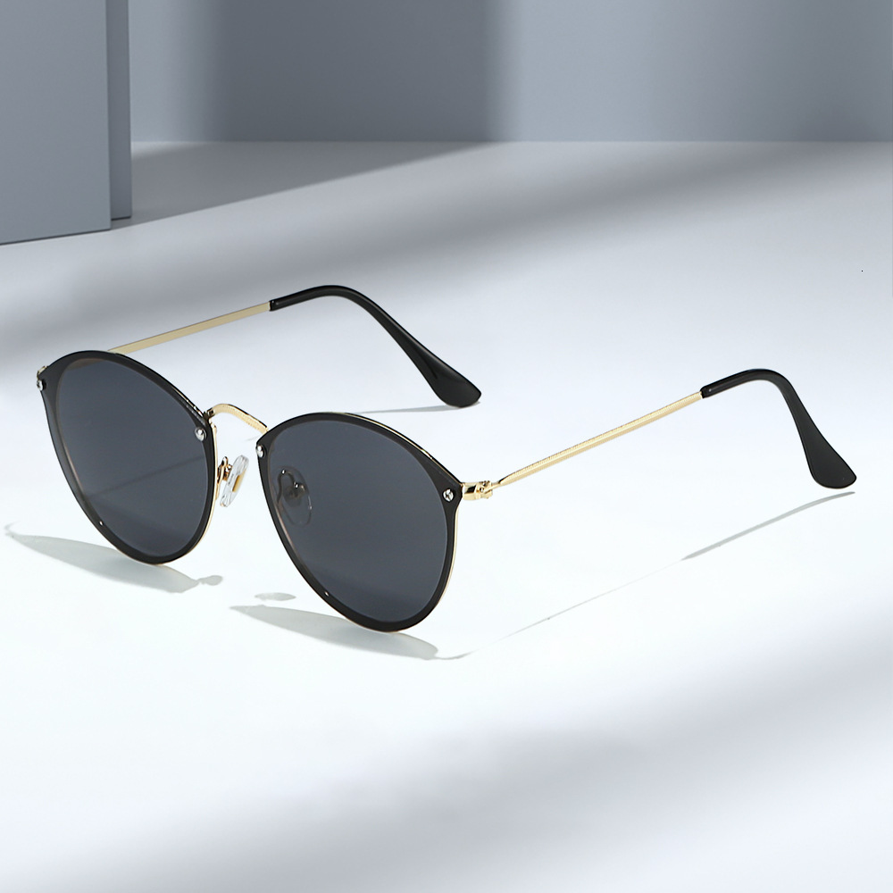 New personalized retro round-frame sunglasses, trendy fashion metal sunglasses for men women, sun and UV protection