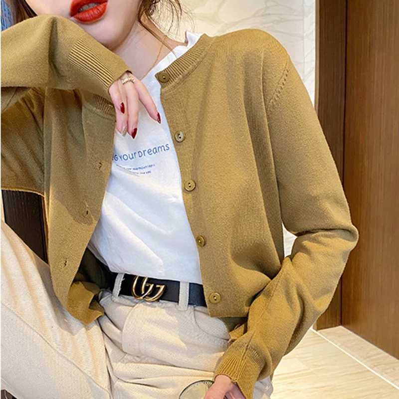 Long Sleeve Cardigan Warm Sweaters Autumn Winter Fashion Women Clothes O Neck All-match Ladies Solid Knitwear Tops M260306