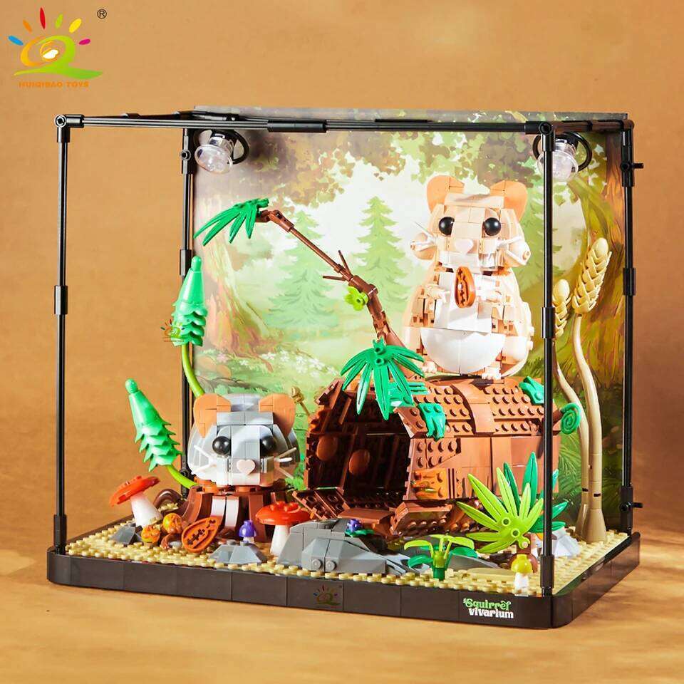 HUIQIBAO MOC Hamster Animal Model Building Block Brick Boy Assembly Construction Toy For Children Kid DIY Game Home Desk Decor Z260306