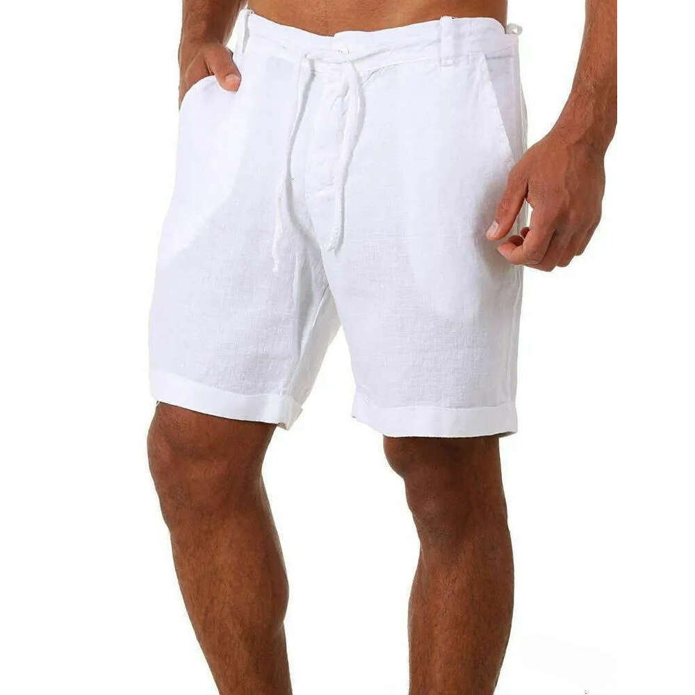 Lightweight Cotton Linen Shorts with Elastic Waistband for Comfortable Outdoor Wear Men's Clothing Daily Outfit
