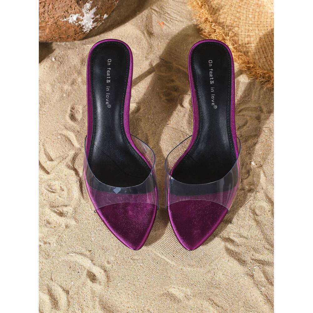 Women's fashionable, elegant, comfortable, simple and versatile high heels, peeptoebreathable slip-on stiletto